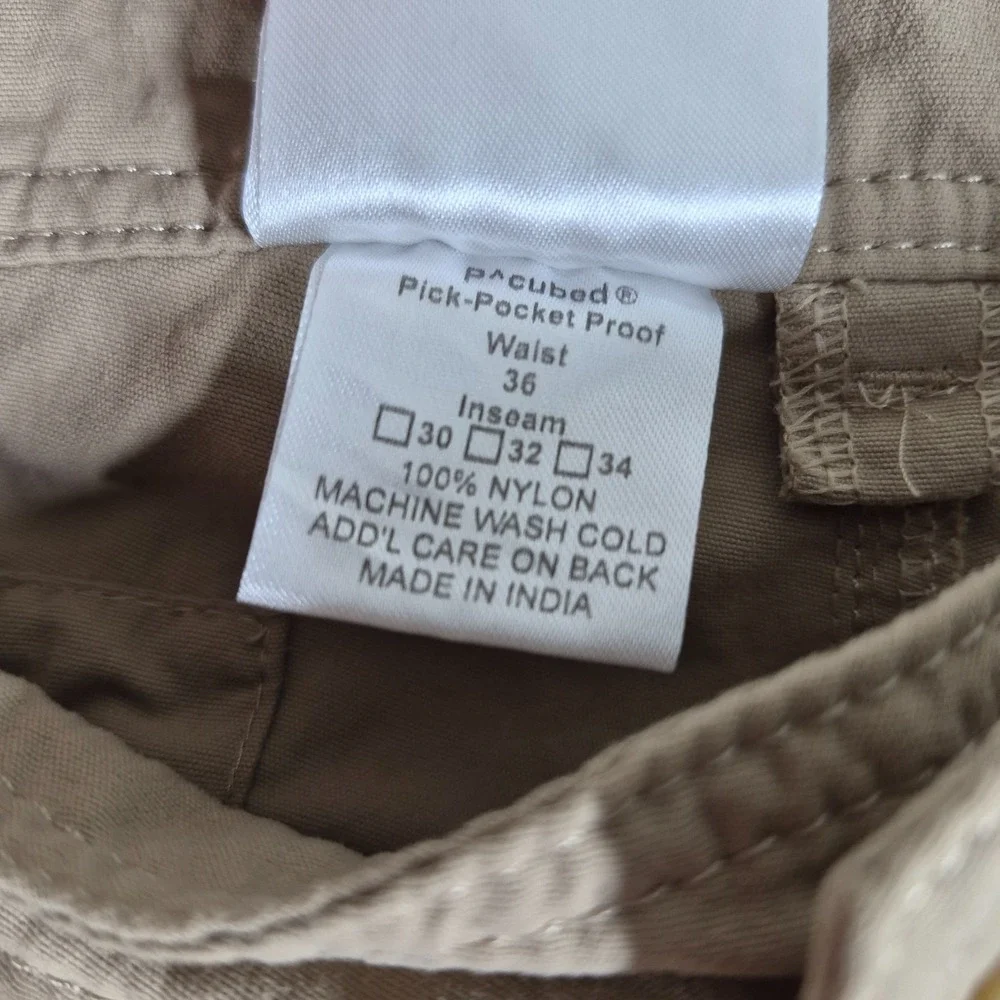 Clothing Arts Cargo Shorts Men's 36 Beige P Cubed Travel Pickpocket Proof NWT